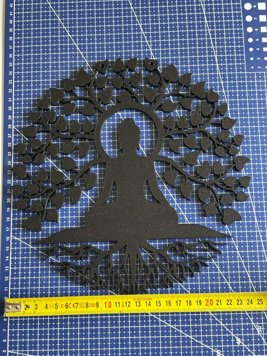 Décoration murale Bouddha méditant avec l’arbre de vie imprimée en 3D