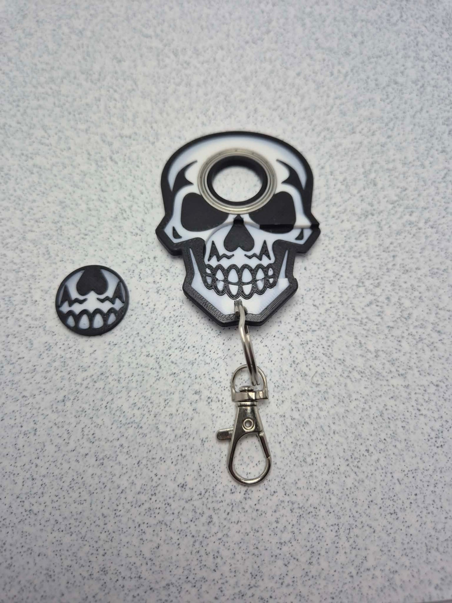 Porte-clé Fidget Spinner & Jeton Caddie 2-en-1 - Modèle "Skully" - Impression 3D