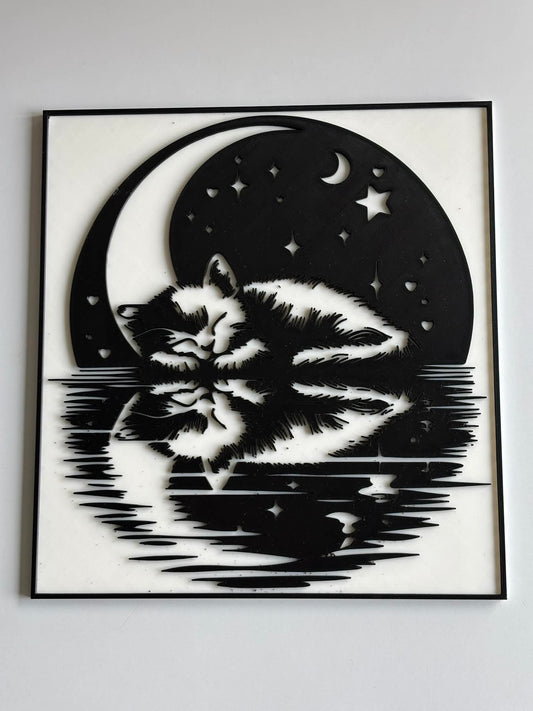 Décoration murale Cadre chaton gardien des rêves imprimée en 3D