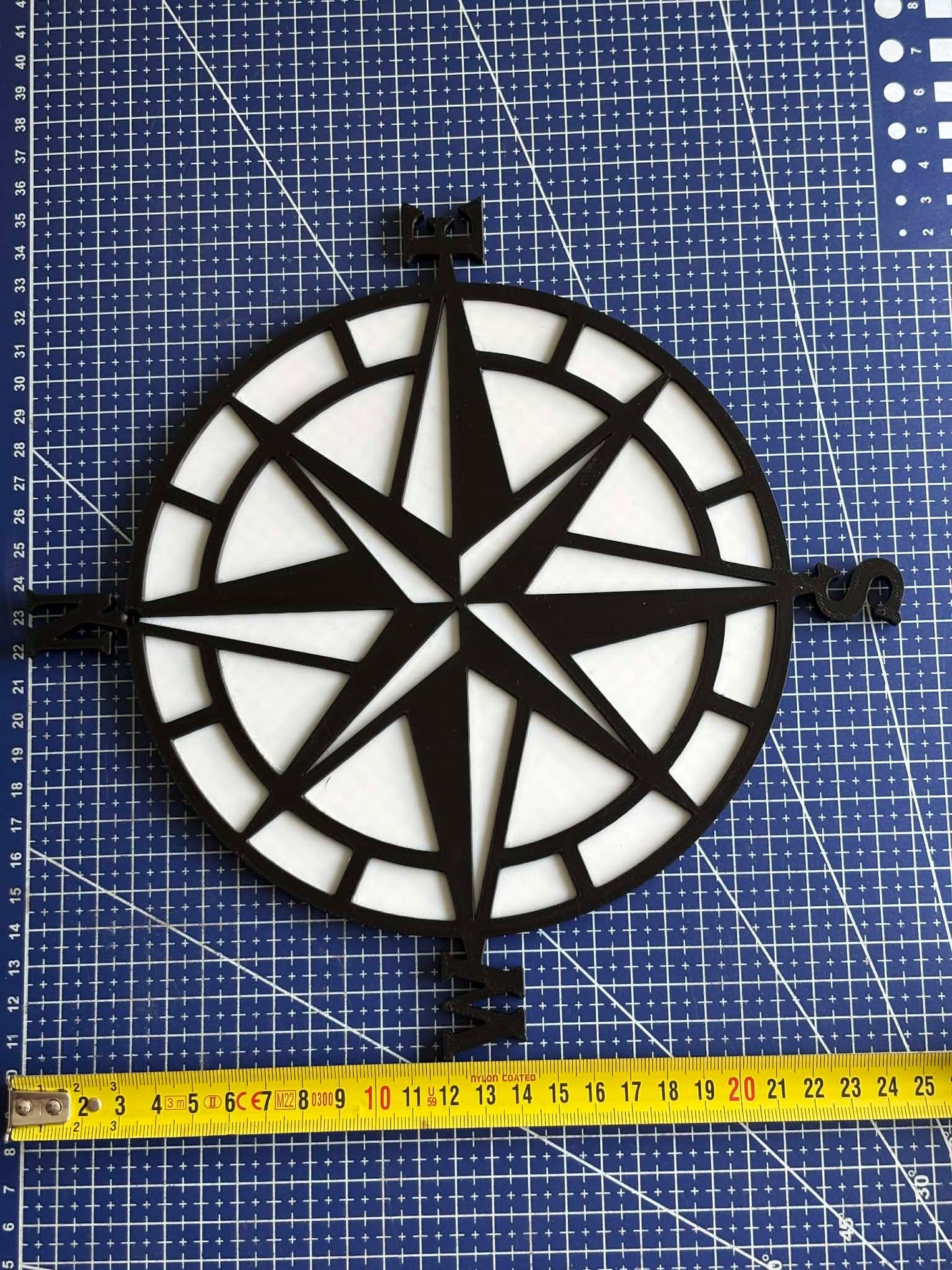 Décoration murale boussole étoile des vents pleine imprimée en 3D
