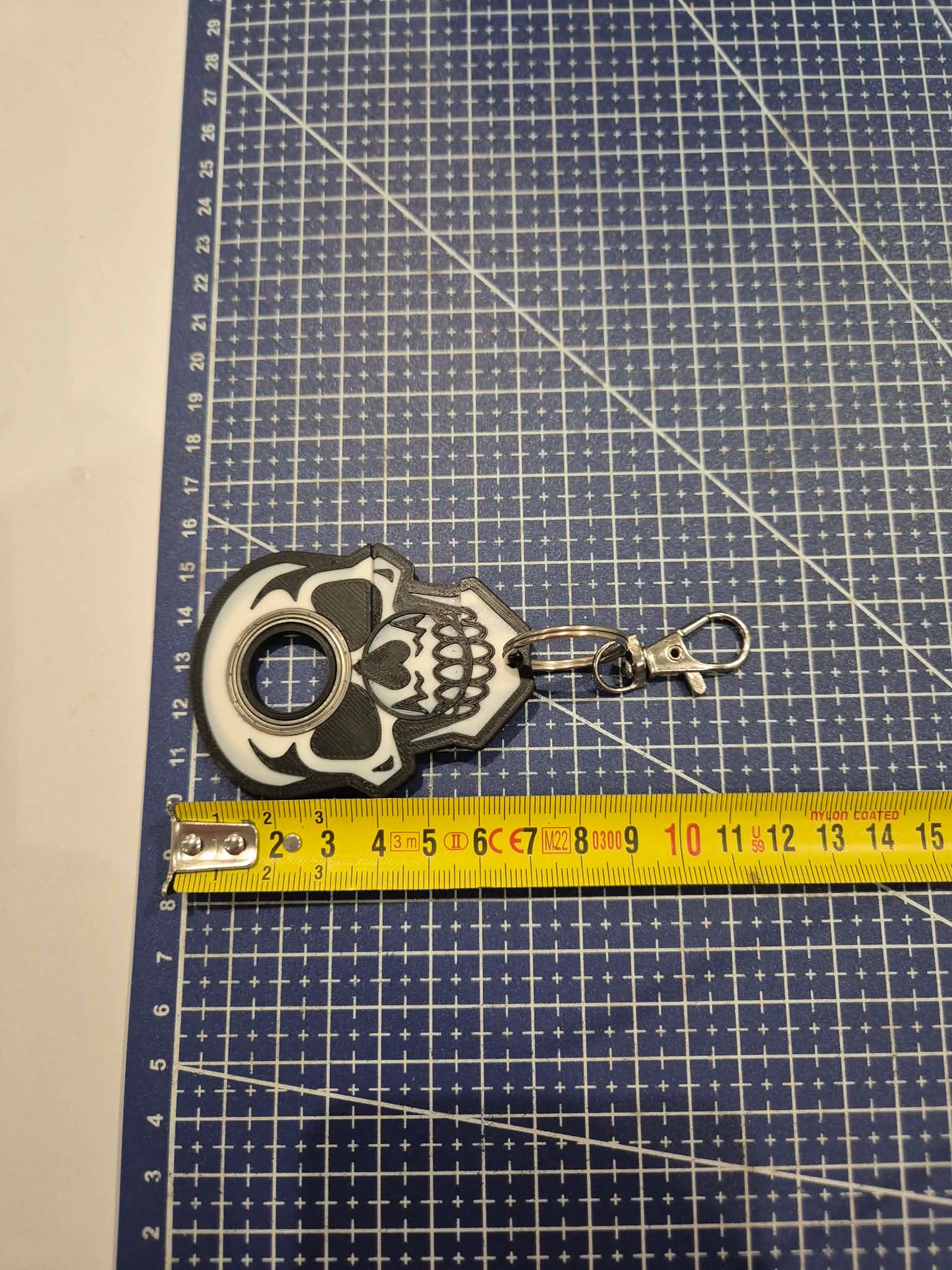Porte-clé Fidget Spinner & Jeton Caddie 2-en-1 - Modèle "Skully" - Impression 3D