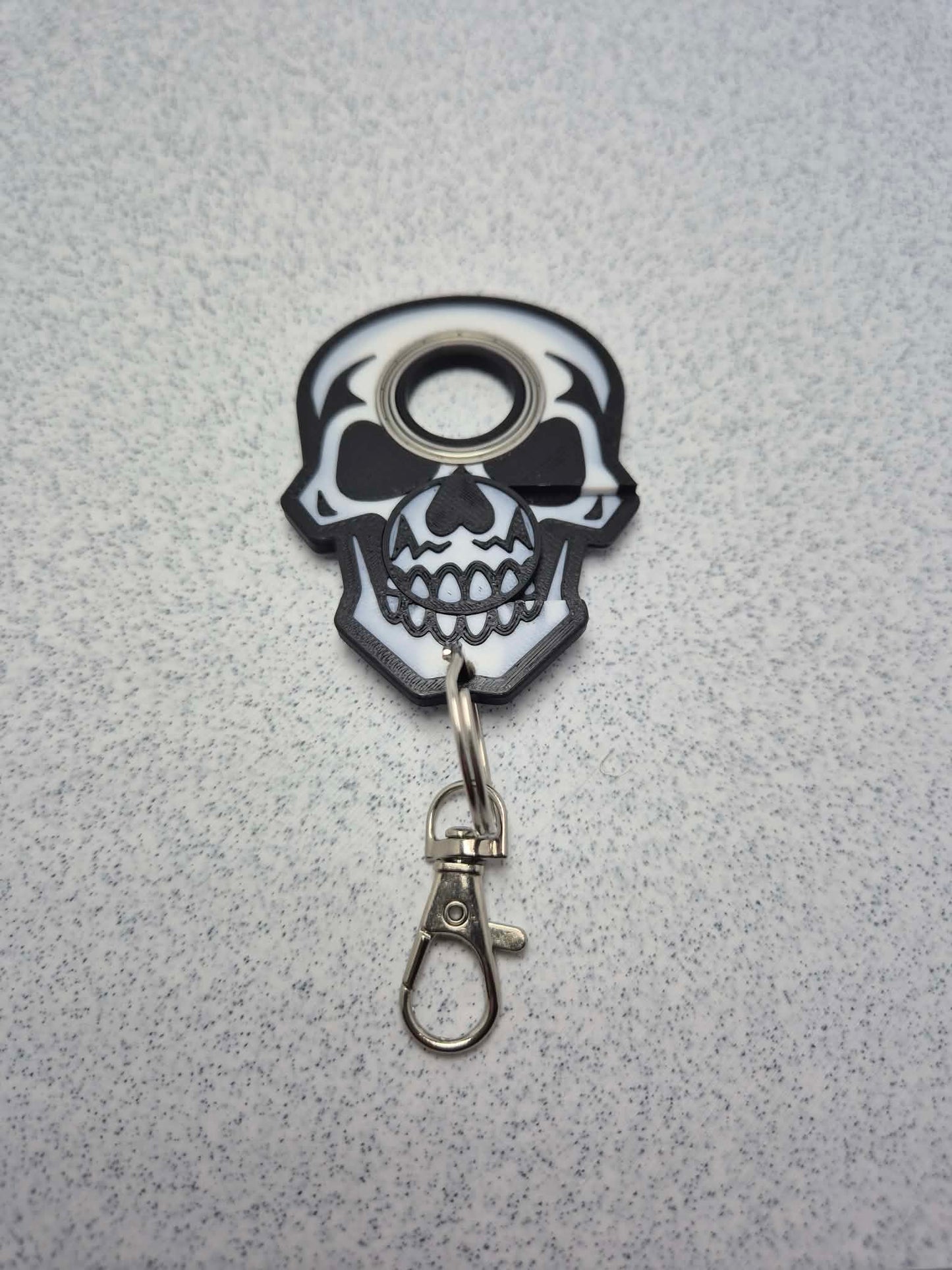 Porte-clé Fidget Spinner & Jeton Caddie 2-en-1 - Modèle "Skully" - Impression 3D